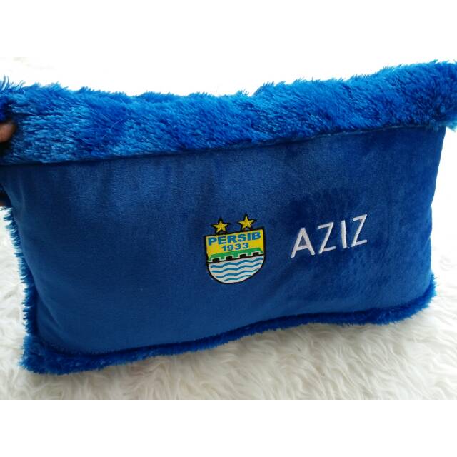Bantal bordir rasfur nama logo persib