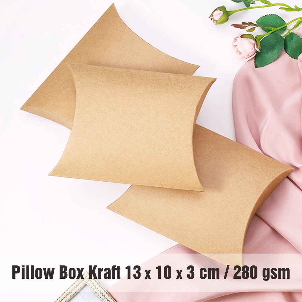 

Pillow Box Kotak Kado Souvenir Gift Paper Bag Kraft 280 gsm 13x10x3 cm (20 Pcs)