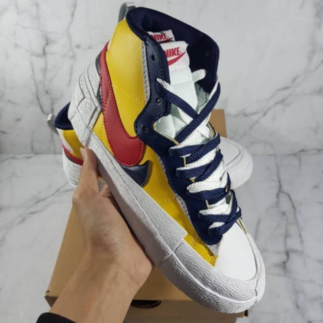 Sepatu Nike Blazer Mid Sacai Yellow White Premium High Quality