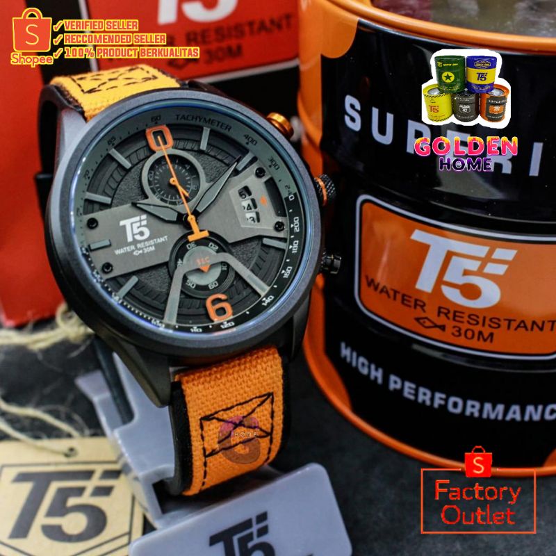 JAM T5 PRIA T5 ORIGINAL 100% 3584 H3584 H3584G CHRONOGRAPH TAHAN AIR 3ATM BERGARANSI FREE TIN BOX + 