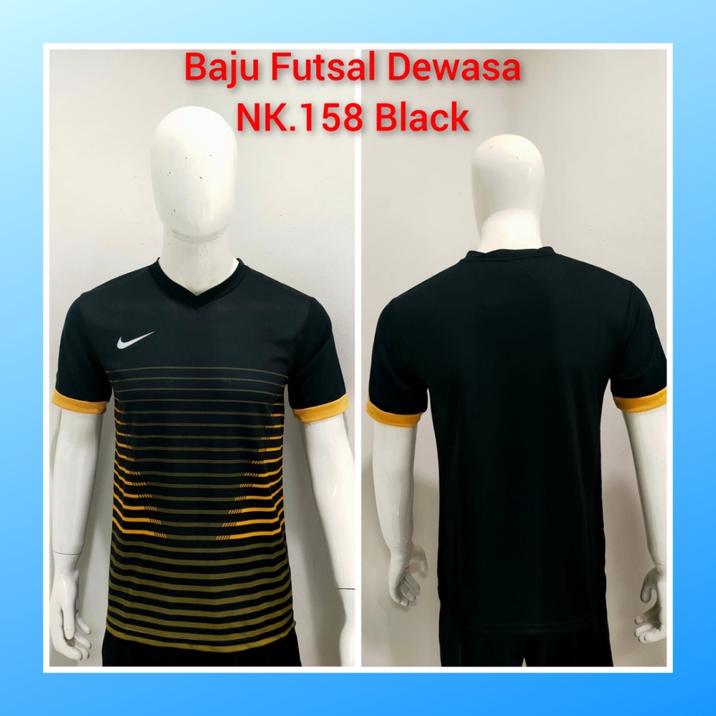 jersey futsal pria kaos sepak bola club baju atasan wanita dewasa t-shirt seragam custom jersy outfit klub olahraga kostum jarsey soccer pakaian oblong sports suit apparel NK158 hitam