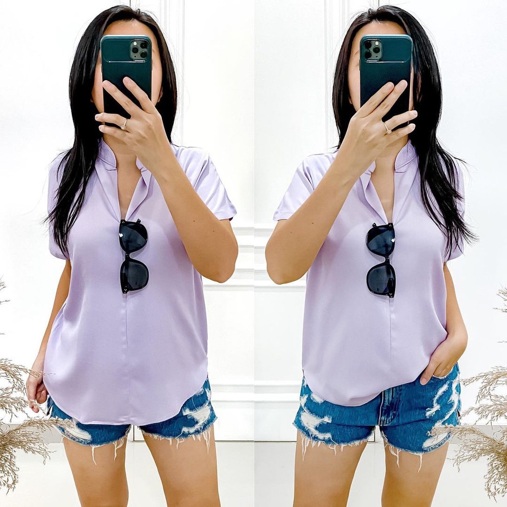 Double Lucky / Basic Twill / Atasan Rayon / Baju Atasan Wanita / All Size-Lilac