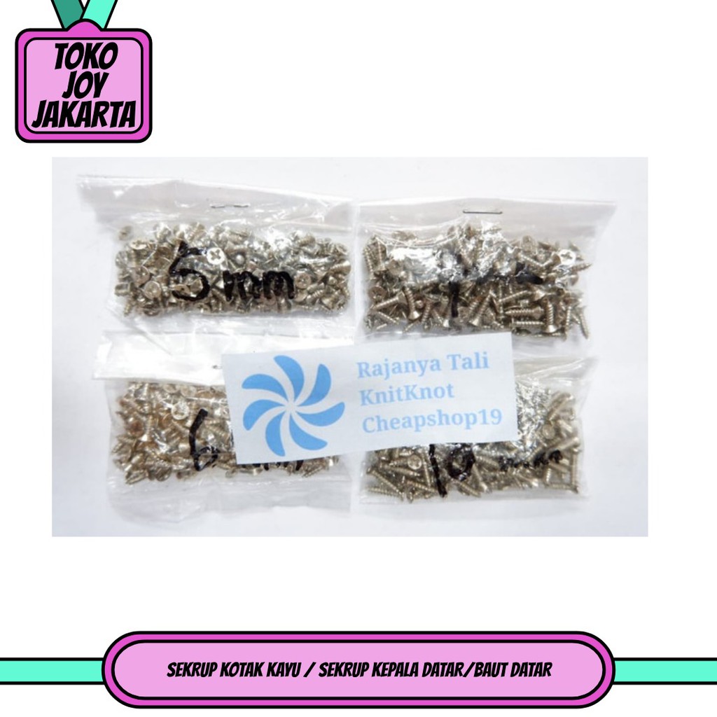 SEKRUP KOTAK KAYU / SEKRUP KEPALA DATAR/BAUT DATAR - NIKEL