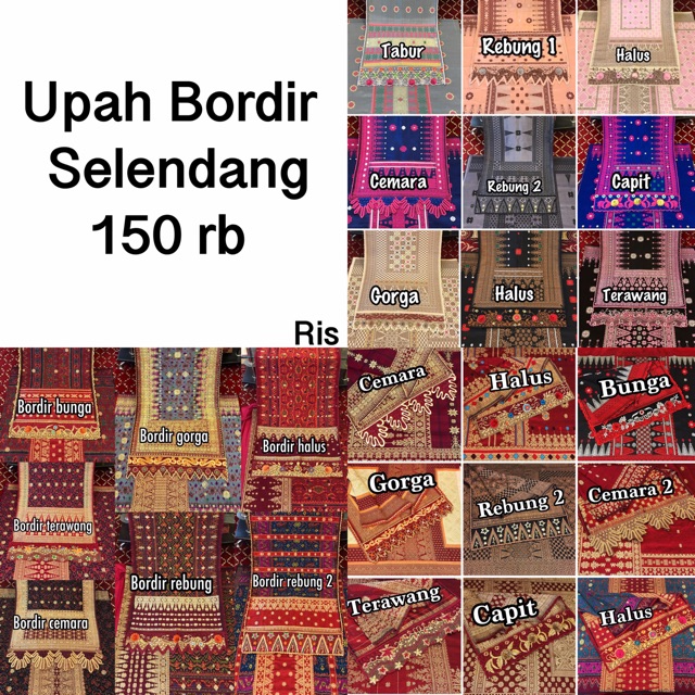 Upah Bordir belum Termasuk  Songket   (Upah Tambahan buat Bordir kain / Selendang Songket palembang