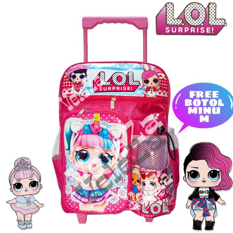 TAS RANSEL TROLI ANAK LOL HELLO KITTY FROZEN MINNIE MOUSE GRATIS BOTOL MINUM - TAS TROLI - TAS ANAK