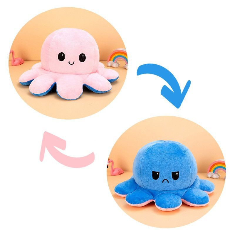 【Ready Stock】50cm Double-Sided Flip Reversible Octopus Plush Toy Marine Life Stuffed Animals Doll Kids Gift