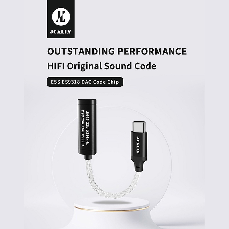 Jcally Jm45 Kabel Adapter Audio Digital Tipe C Ke 3.5mm Untuk Headphone Android Es9318