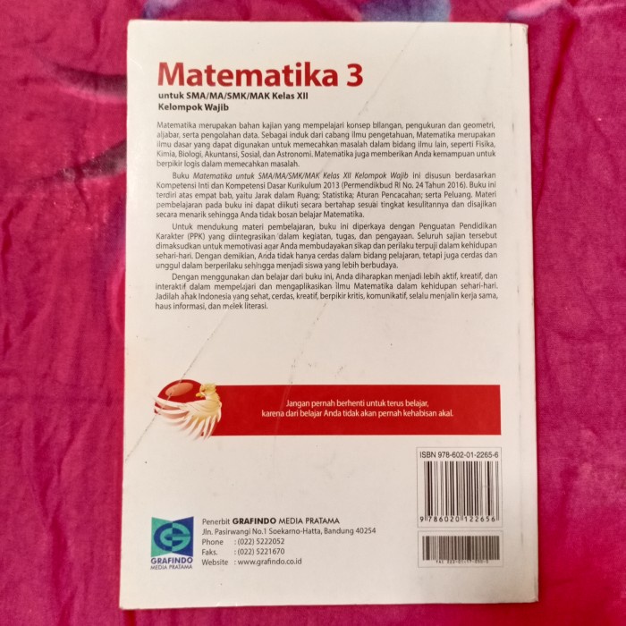 SALE Buku Paket Matematika Wajib Facil Kelas 12 SMA