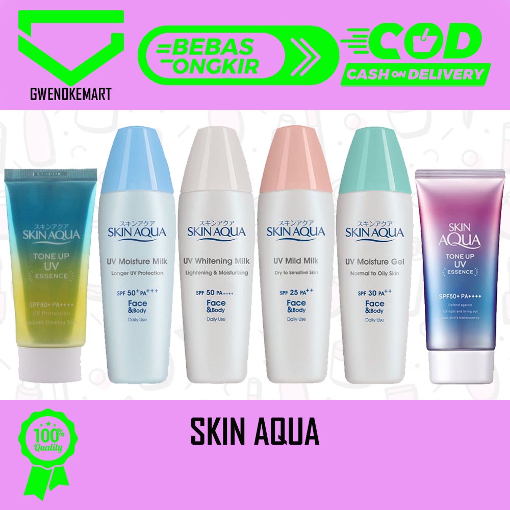 SKIN AQUA WHITENING MILD MILK MOISTURE GEL TONE UP TABIR SINAR MATAHARI SKINAQUA