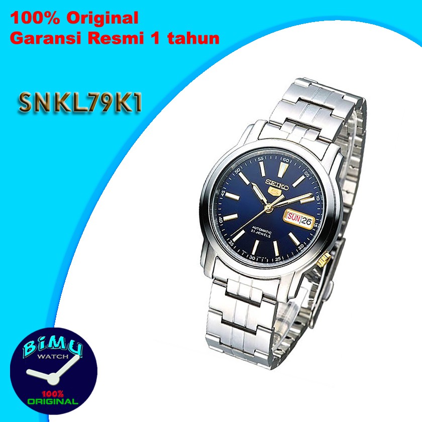 Jam Tangan Pria SNKL79 Seiko 5 SNKL79K1 Automatic Solid Blue Dial