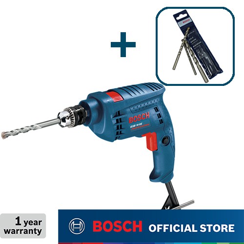 Bosch Bor Tembok Listrik dengan Mata Bor Tembok Set 3pcs CYL-2 500Watt 10mm GSB 10 RE