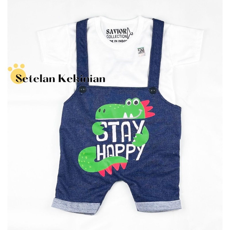 Jumpsuit Anak Laki Laki 0-12bulan Stay Happy Buaya Setelan Anak Kodok Lucu Murah