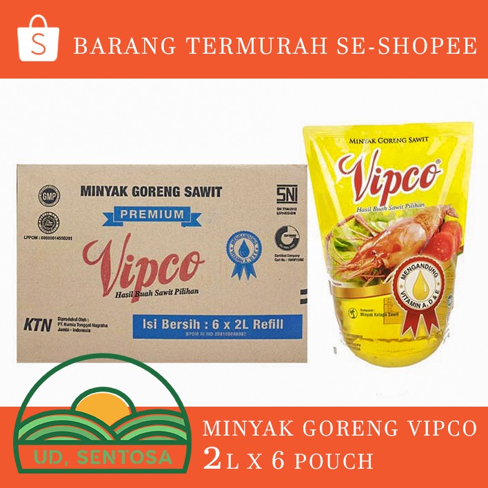 

Minyak Goreng Vipco Karton 2L x 6 Pouch