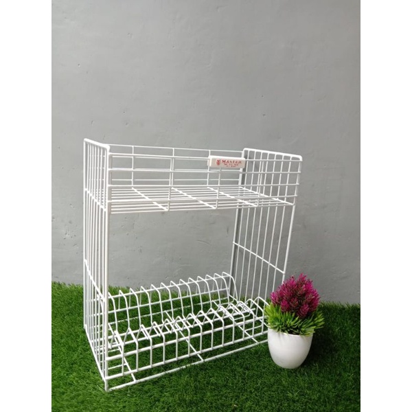 Rak piring master 2 susun putih minimalis