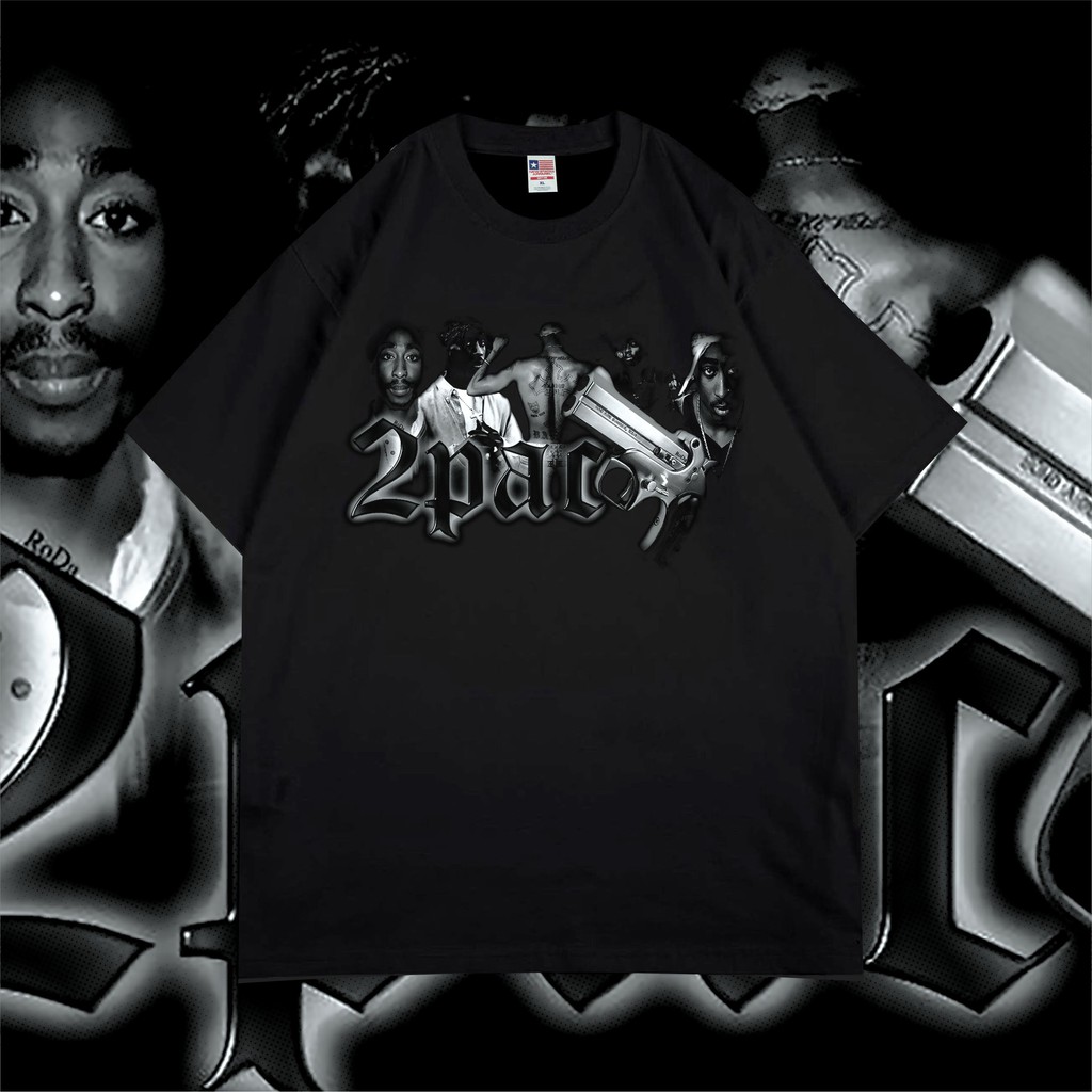 TUPAC GUN VINTAGE BOOTLEG TEE - PREMIUM KAOS