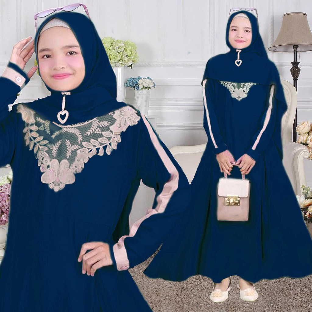 HOPYLOVY - Gamis Anak Perempuan Bordir Bahan Baloteli Alifa Kids