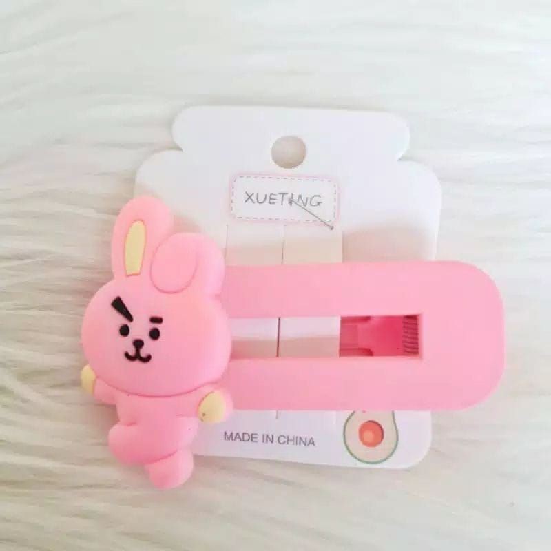 JG - Jepit Rambut Kotak Korea BTS Doff Premium Tebal  / BT21 Karakter Import Premium