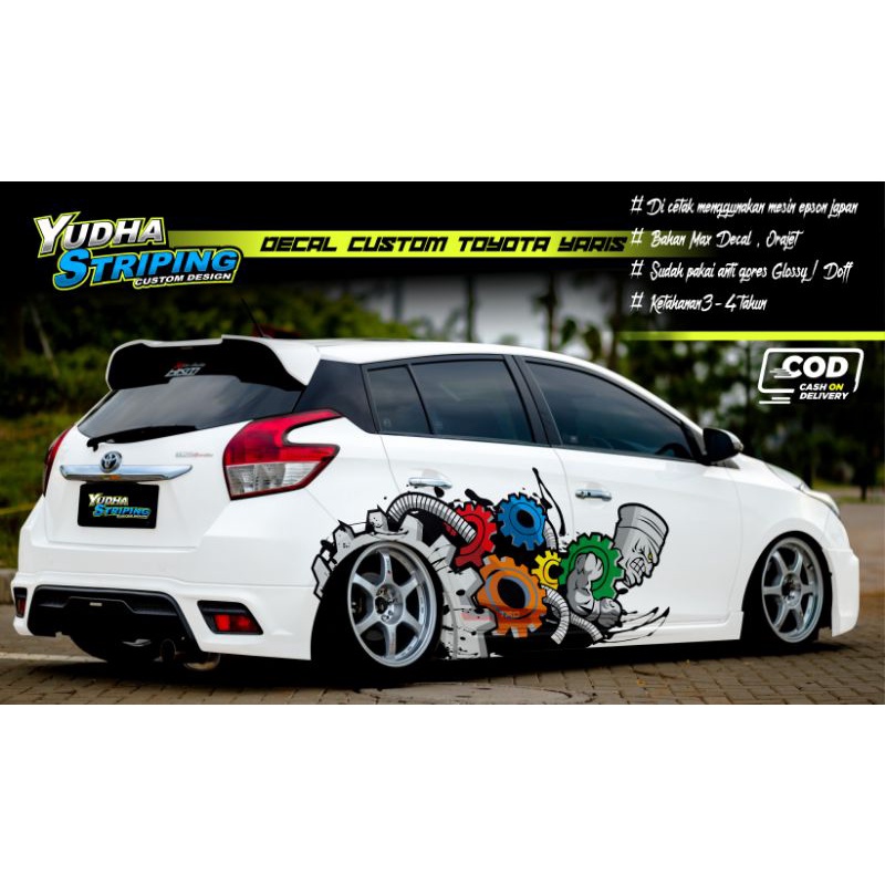 Sticker variasi Toyota Yaris motif piston / decal sticker yaris