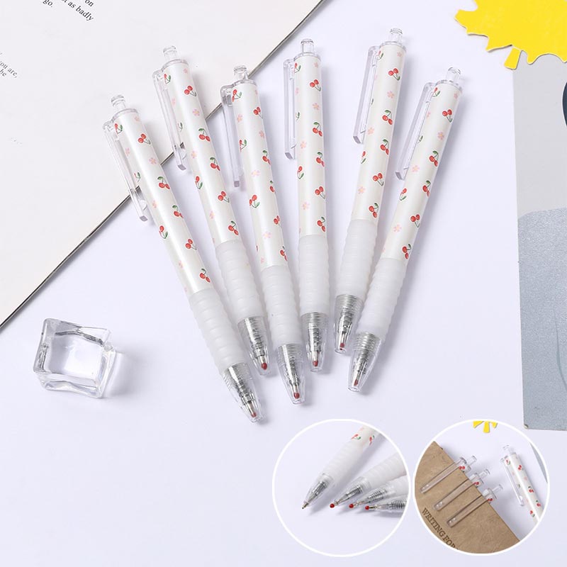 5pcs Cute Cherry Press Pen Bullet 0.5mm Gel Pen Press Pen Student Office Gel Pen