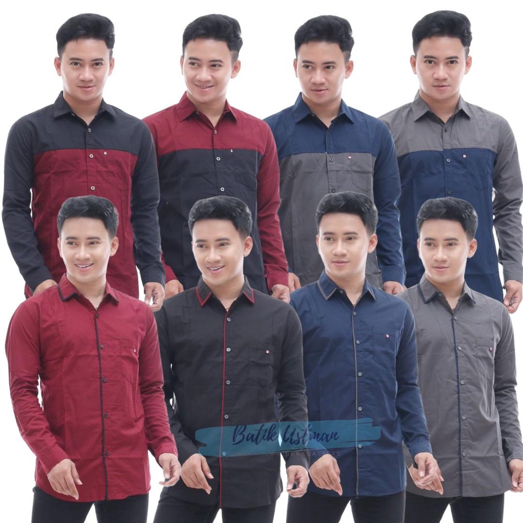 KEMEJA PRIA LENGAN PANJANG ELEGAN POLOS M L XL XXL