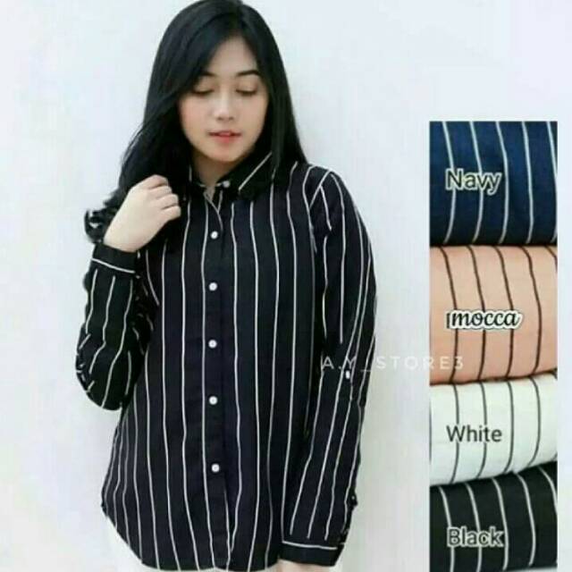 KEMEJA MONALISA MOTIF SALUR / KEMEJA WANITA MOTIF SALUR TERLARIS / TONNI DJAYA