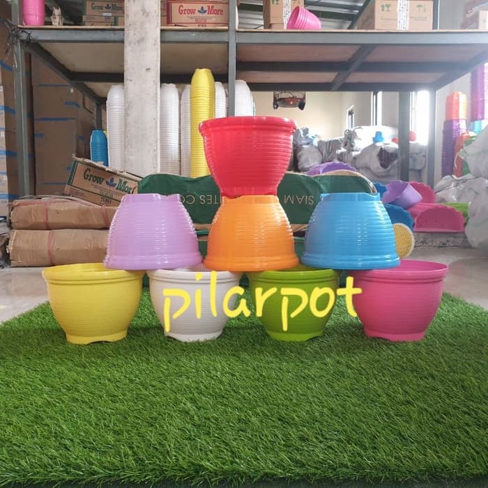 Unik pot bunga mini lebah warna warni 12cm (fullcolour) - Hijau Diskon