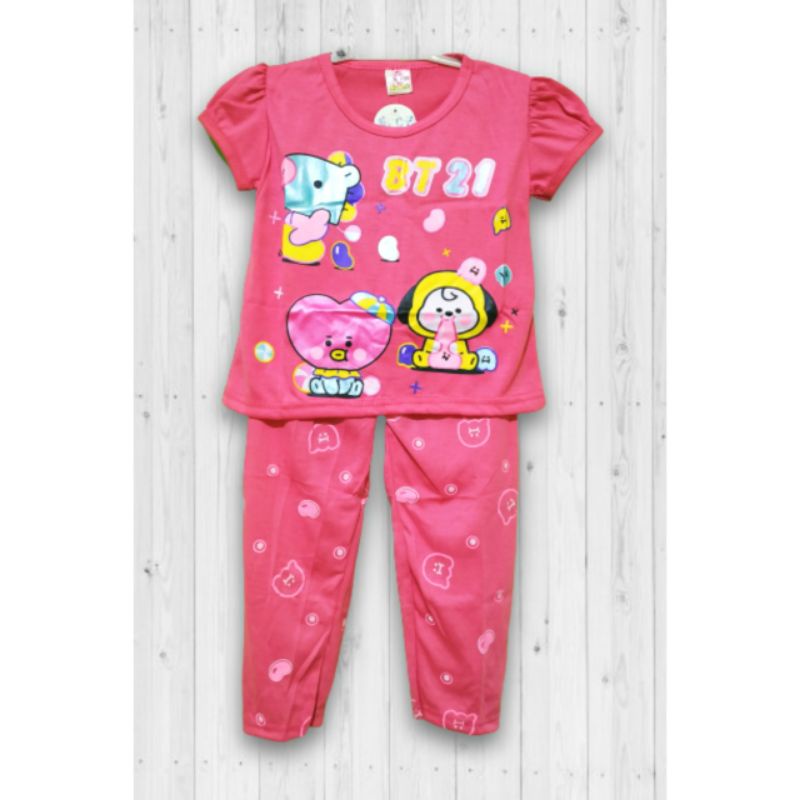 BT21 | 2 - 3 Tahun | Size SS | Baju Tidur Anak Perempuan Setelan Cewek
