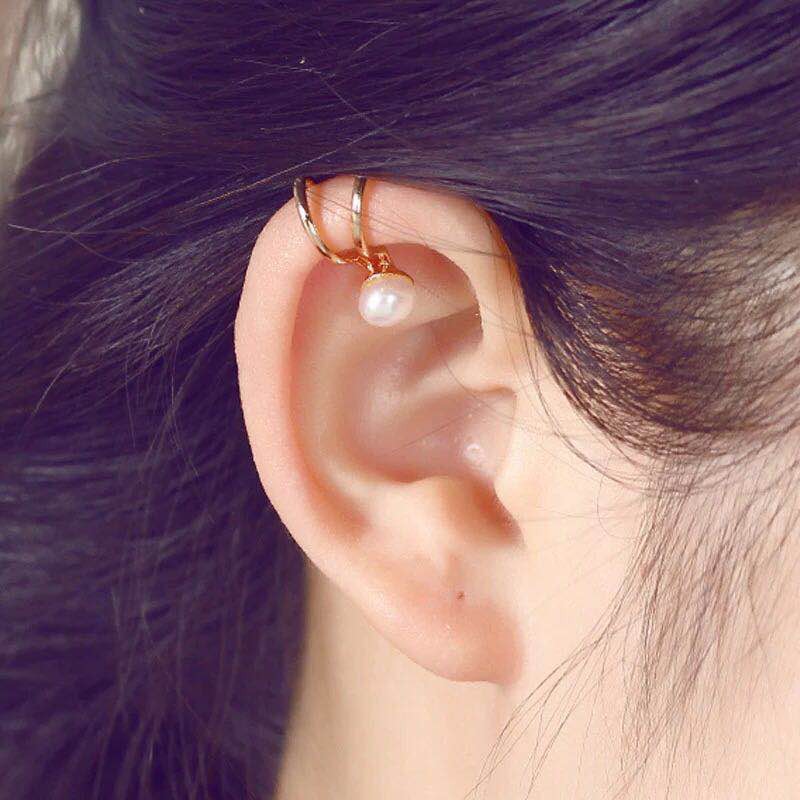 Anting Klip Korea Dari Klip Telinga Kreatif Berlian Tunggal Anting Berbentuk U Bintang