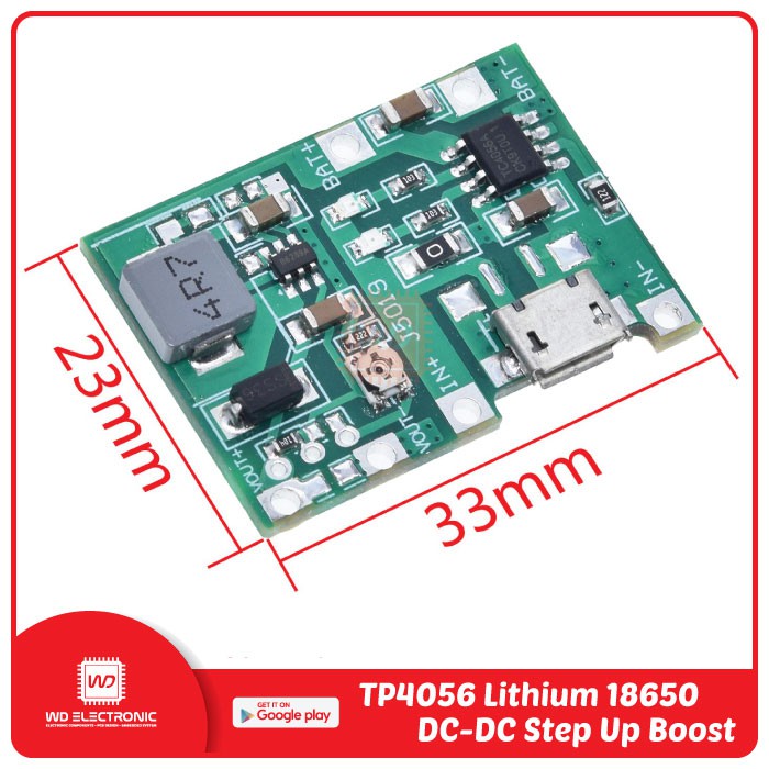 3.7V 4.2V Battery 18650 Charger Board TP4056 DC-DC Step Up