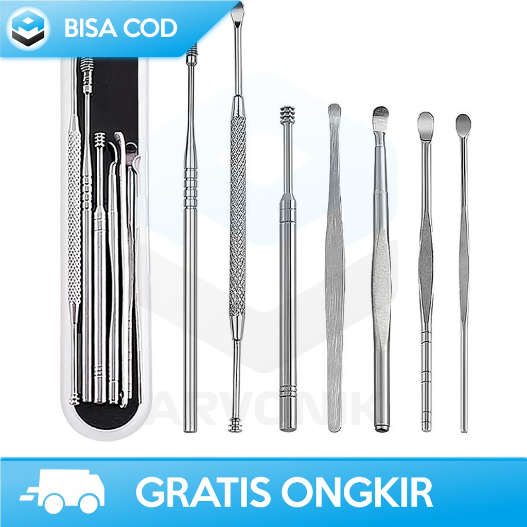 SET ALAT PEMBERSIH TELINGA STAINLESS STEEL BY BIUTTE.CO ORIGINAL MURAH