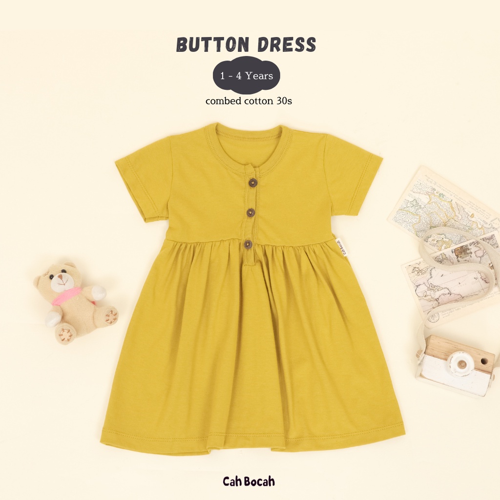 BUTTON DRESS BAJU ANAK DRESS KANCING FASHION ANAK PEREMPUAN 1 - 4 TAHUN