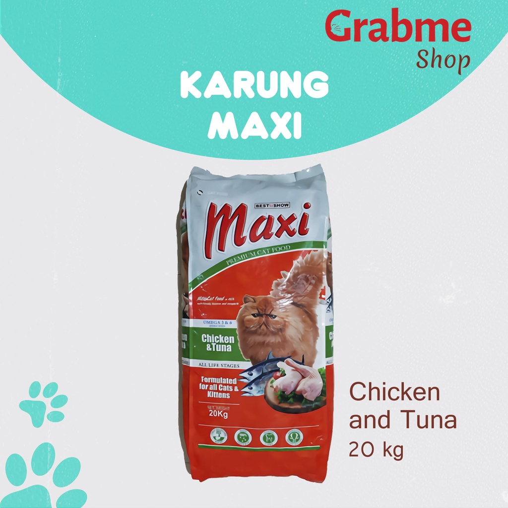 Makanan Kucing kering MAXI Cat rasa Chicken Tuna 20 kg (EKSPEDISI)