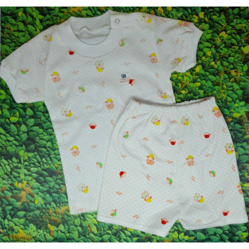 Stelan Pendek Bayi / Stelan Baju Kancing Samping UK no.14-18