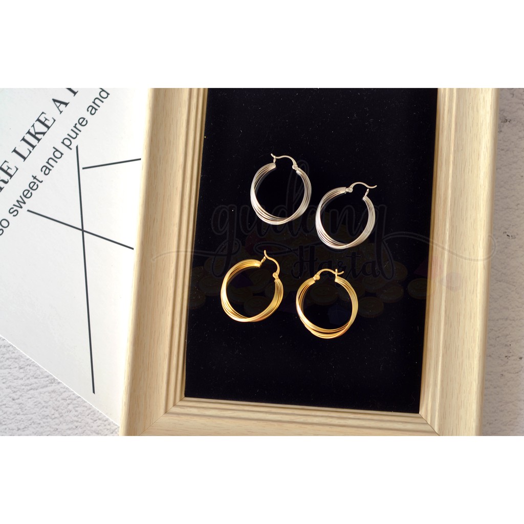 Anting Gold Silver Simple Cantik Unik GH 203239