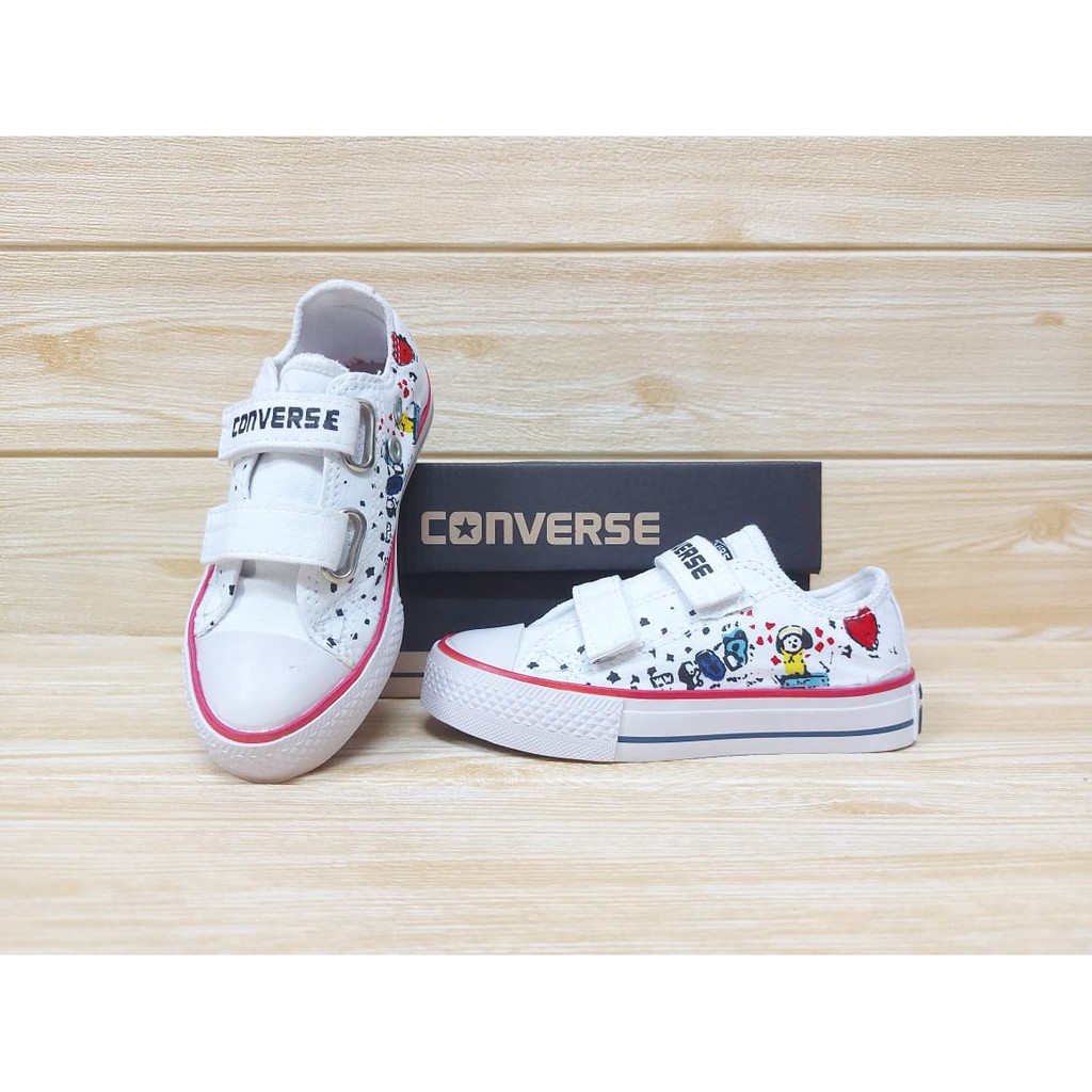 SEPATU ANAK LAKI | SEPATU ANAK PEREMPUAN | SEPATU ANAK CONV3RS3 4LL ST4R VELCRO MOTIF BTS BT21 24-33