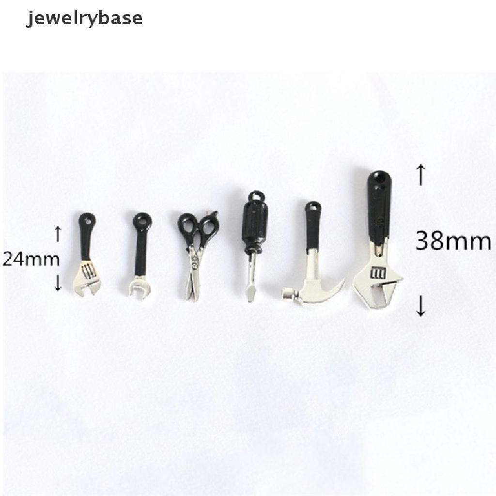 (jewelrybase) 6pcs / Set Mainan Miniatur Kunci Pas + Palu Untuk Aksesoris Rumah Boneka