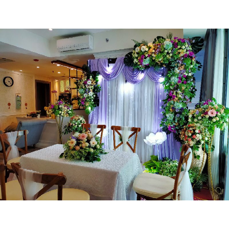 dekorasi backdrop akadnikah 2 meter + meja akad 6 kursi