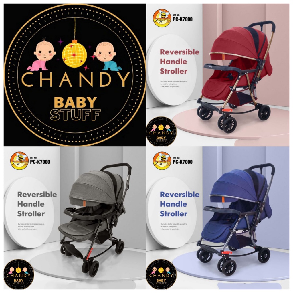 KERETA BAYI STROLLER BABY PACIFIC K7000 REVERSIBLE HANDLE BISA HADAP DUA ARAH DAN AYUN