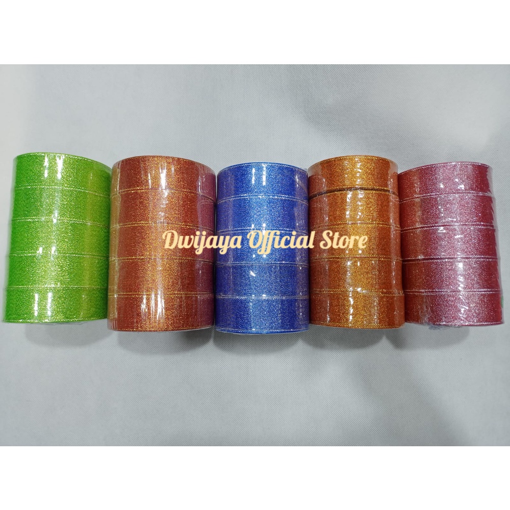 

Termurah, Pita Gliter/Pita Kado Gliter Orange 1 inchi/ 2,5 cm per Roll