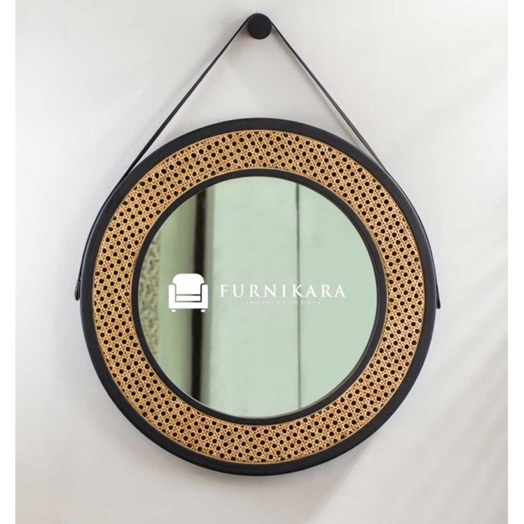 Cermin bulat rotan / Round mirror / Cermin bulat minimalis