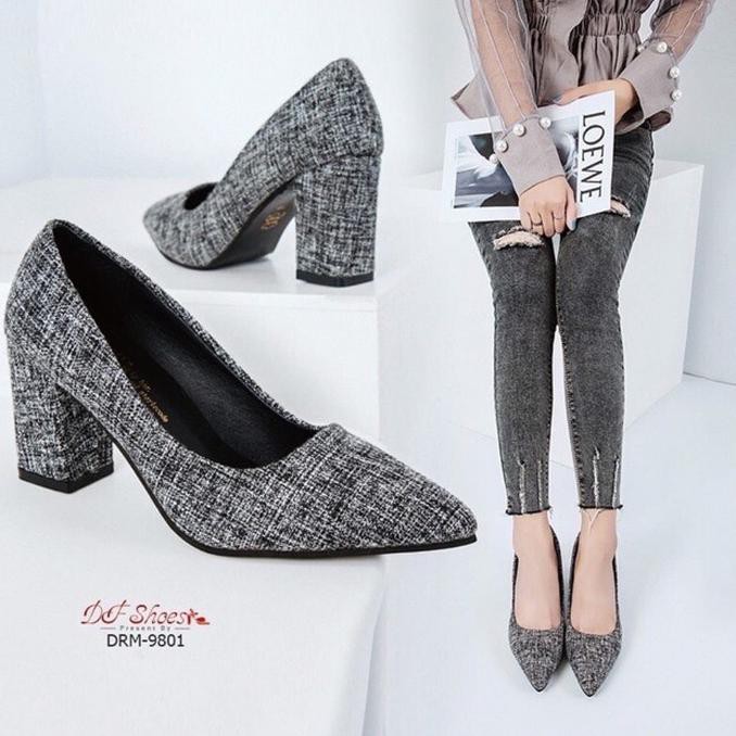 SEPATU BIG HIGH HEELS KOTAK TAHU SEPATU KERJA KANTOR PESTA WANITA KECE