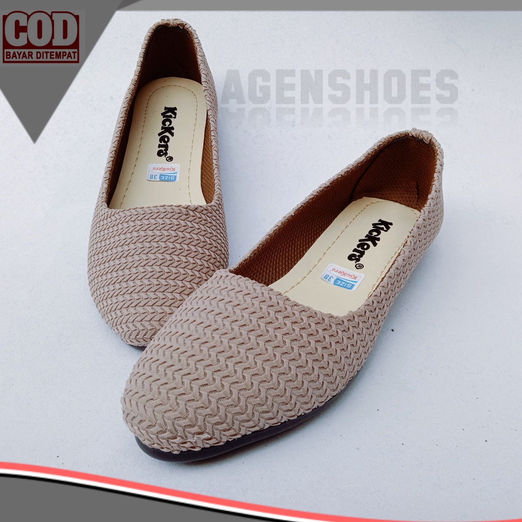 COD Sepatu Flatshoes Kickers Wanita Sandal flat Wanita Kickers Rajut Sepatu wanita terlaris