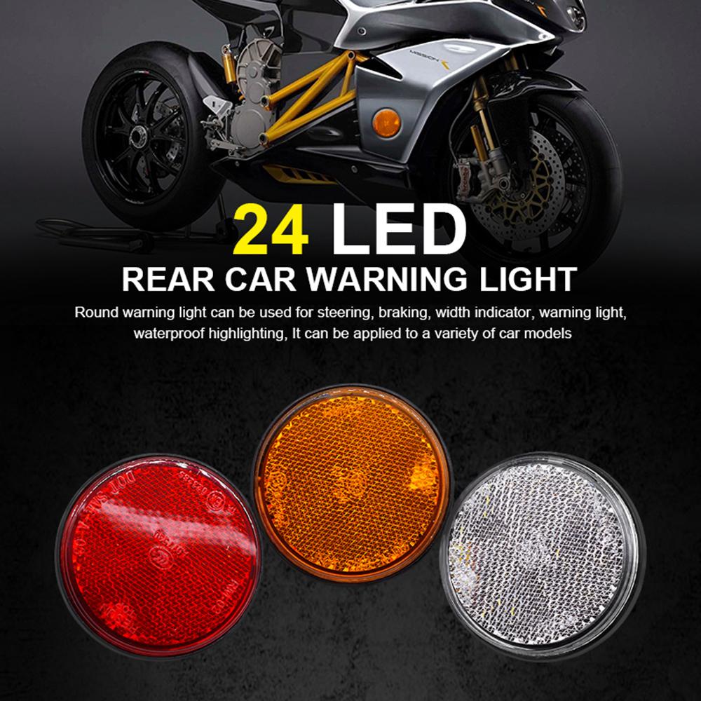 QUINTON Reflektor Lampu Ekor Bulat Mobil LED Putih/Kuning/Red Turn Singal Light