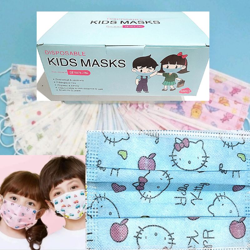 MASKER ANAK ISI 50PCS MOTIF KARTUN MASKER ANAK 3PLY ISI 50PCS MASKER ANAK SEKOLAH ORIGINAL