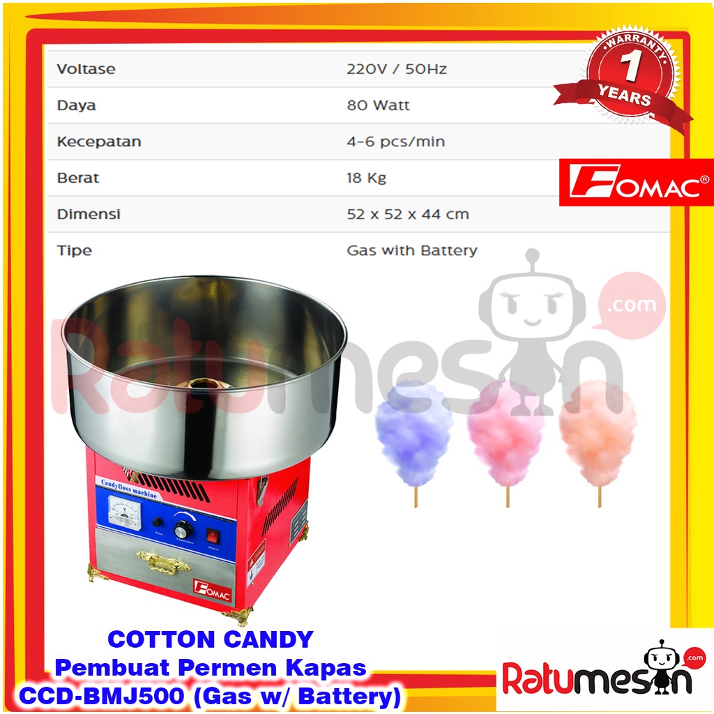 Cotton Candy / Mesin Pembuat Gulali CCD-BMJ500 FOMAC - Gas w/ Battery