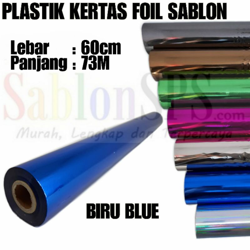 PLASTIK KERTAS FOIL TRANSFER SABLON BIRU BLUE