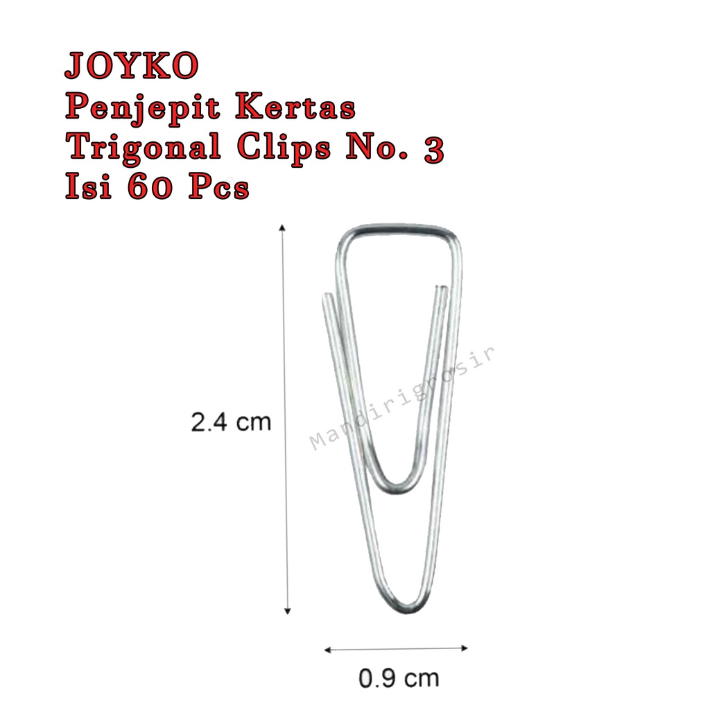 Penjepit Kertas * JOYKO * Kertas Klip * Trigonal Clips * No. 3 * 60 Pcs