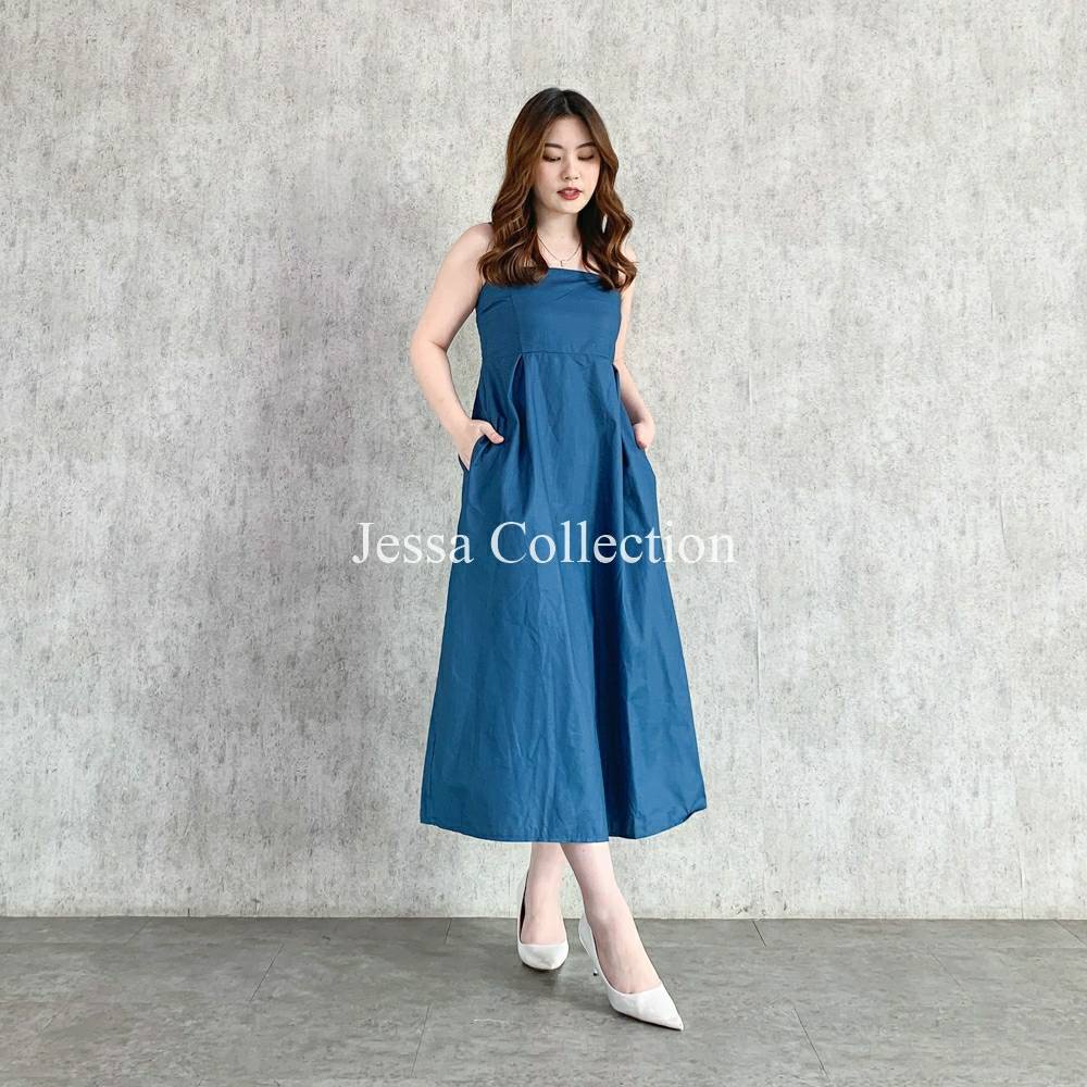 Premium Napoly Sleeveless Dress TH 622 / 757 COTTON Gaun Panjang Wanita Simple Bahan Katun Outfit Pantai Tanpa Lengan