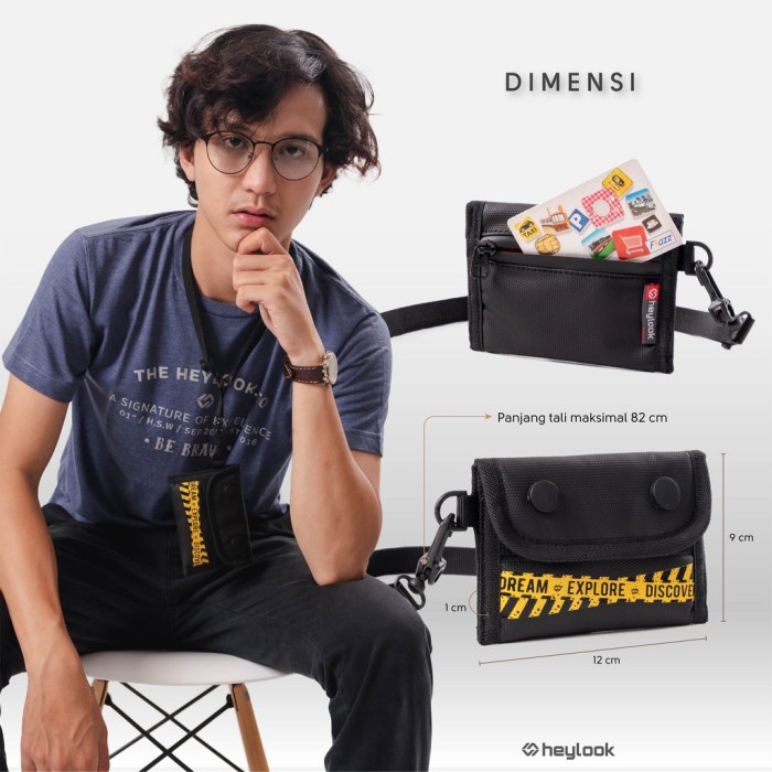 NEW Tas Dompet Mini Tas Gantung Leher Sako Wallet id card Dompet Kalung - Hitam