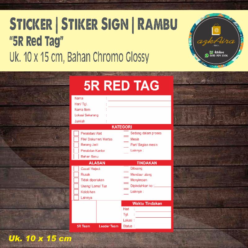 

Sticker Stiker Sign 5R/ 5S Red Tag - Uk. 10x15 cm